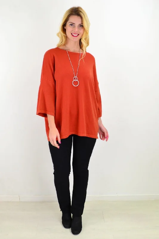 Rust Debs Double Sleeve Tunic Jumper