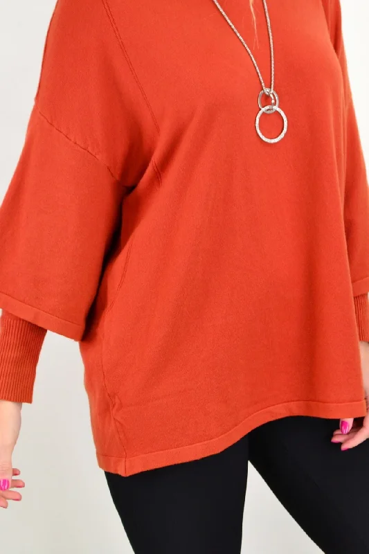 Rust Debs Double Sleeve Tunic Jumper