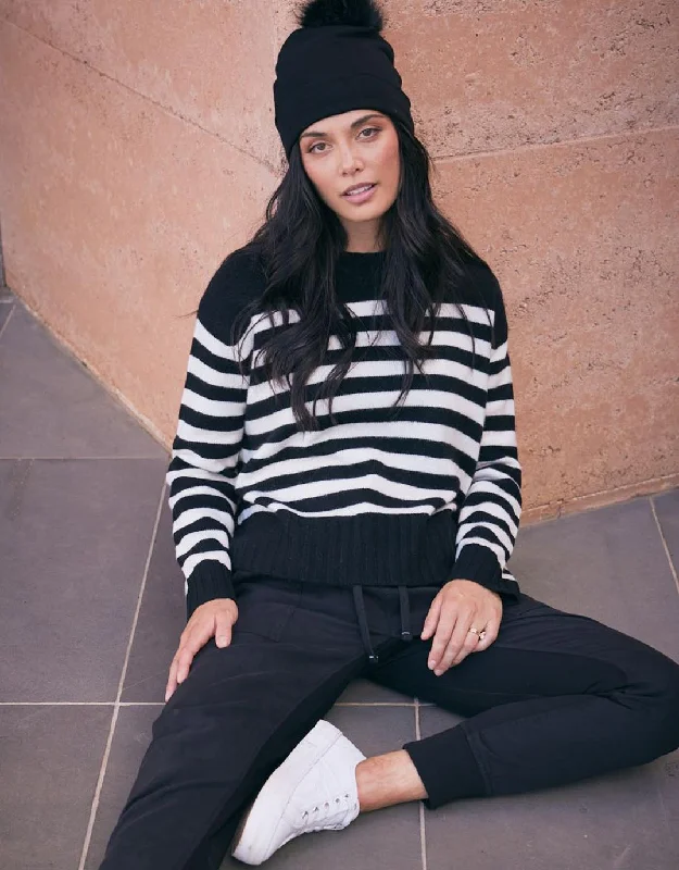 Saint-Germain Crew Knit Jumper - Black/White Stripe