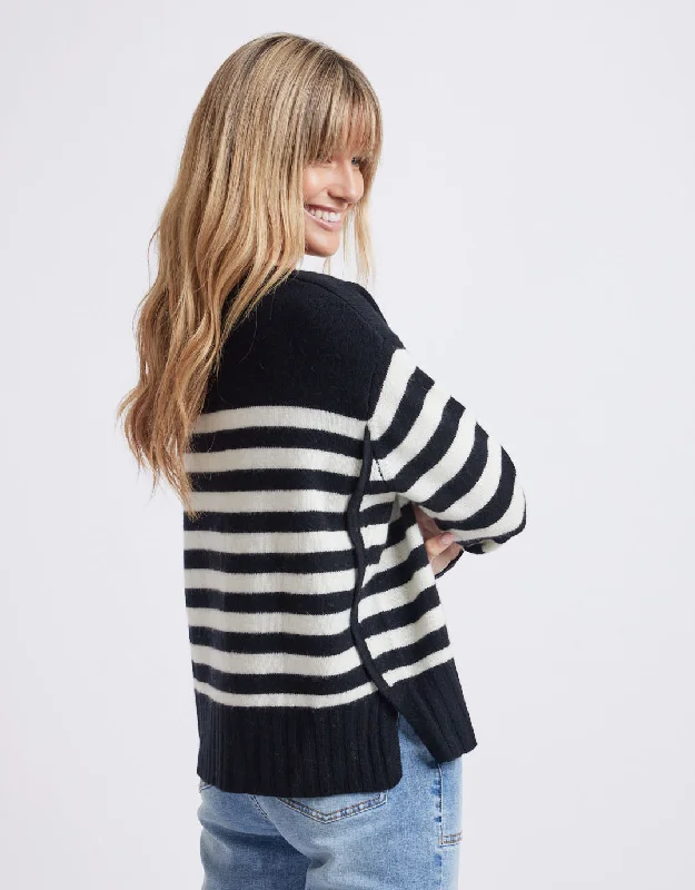 Saint-Germain Crew Knit Jumper - Black/White Stripe