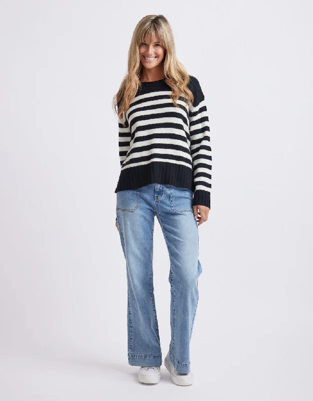 Saint-Germain Crew Knit Jumper - Black/White Stripe