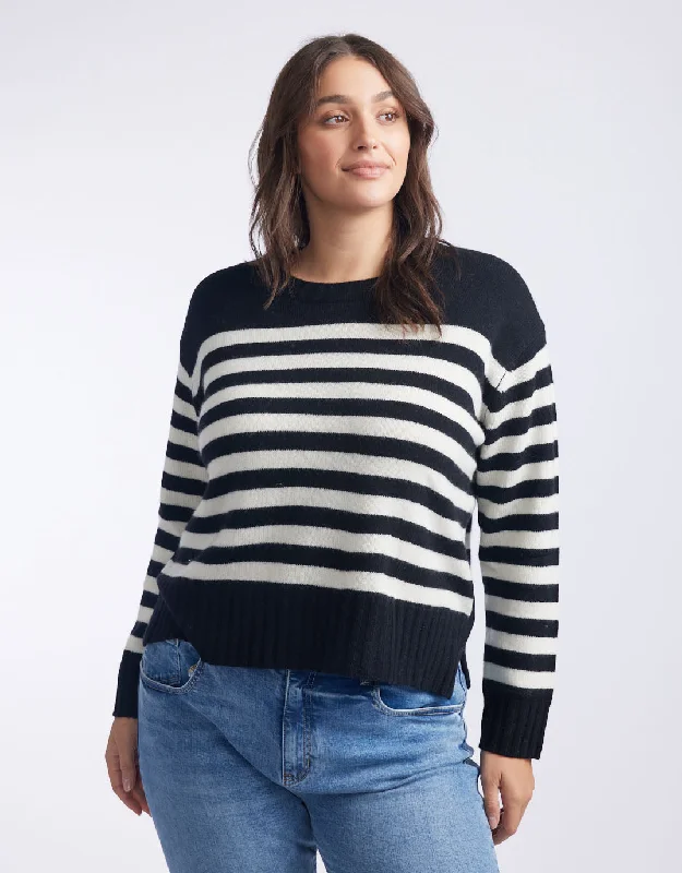 Saint-Germain Crew Knit Jumper - Black/White Stripe