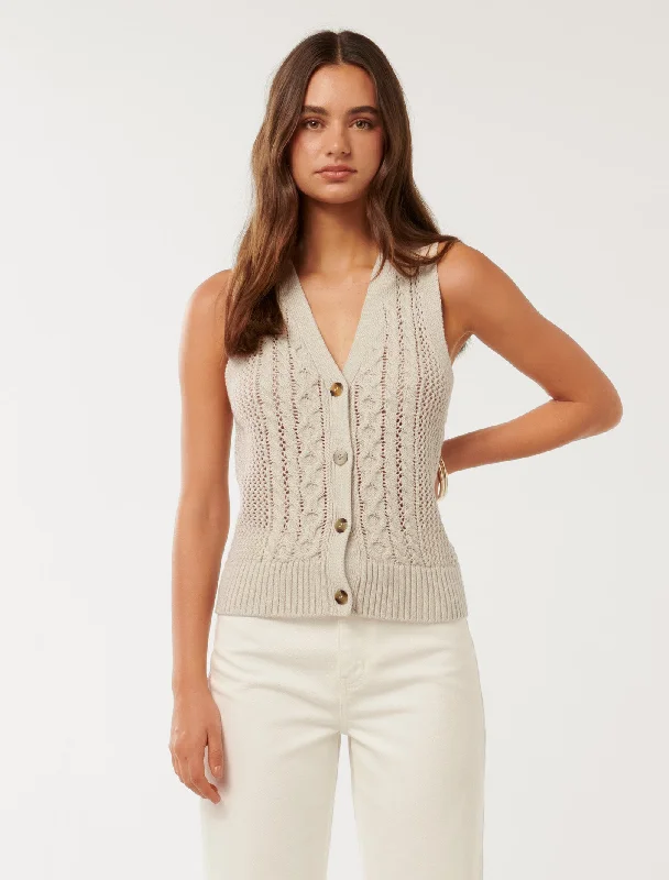 Sofia Cable Knit Waistcoat