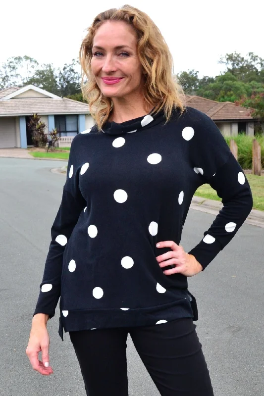 White Spot Long Sleeve Fleece Tunic Top