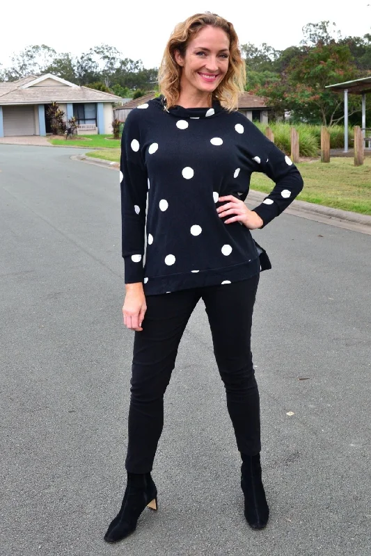 White Spot Long Sleeve Fleece Tunic Top