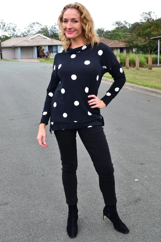 White Spot Long Sleeve Fleece Tunic Top