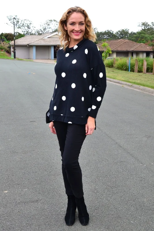 White Spot Long Sleeve Fleece Tunic Top