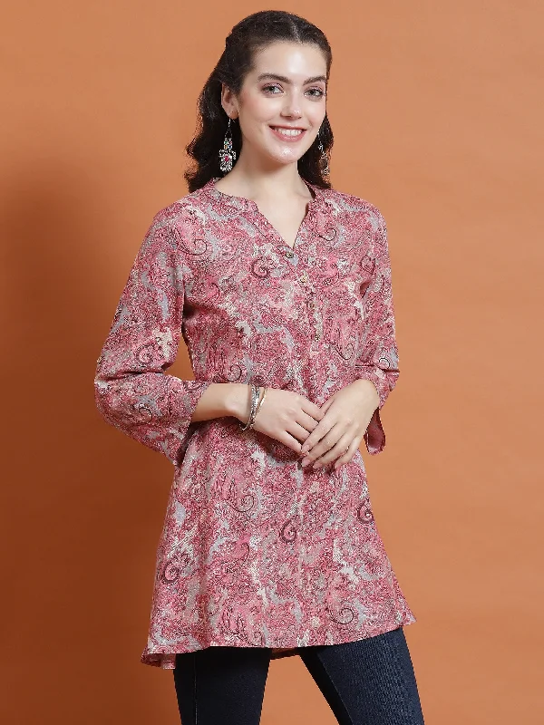 Women Pink Paisley Print Tunic