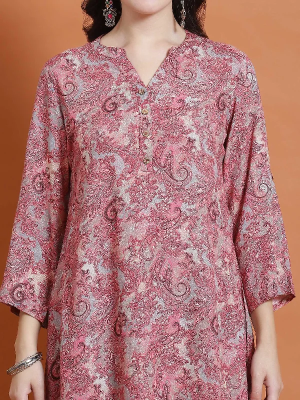 Women Pink Paisley Print Tunic