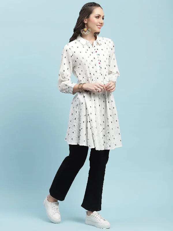 Women White A-line Tunic