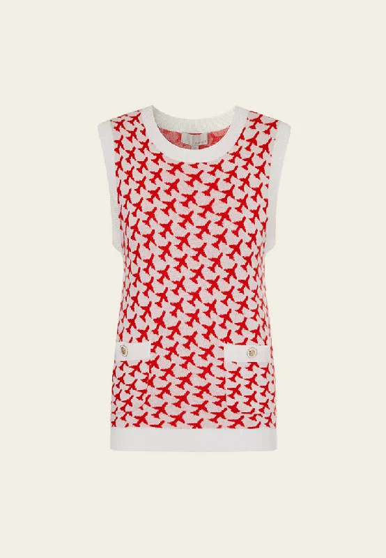 Red Patterned Knit Vest