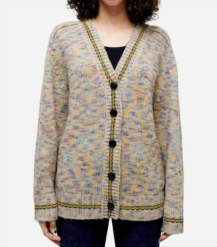 90S Oversized Cardigan In Rainbow Multi