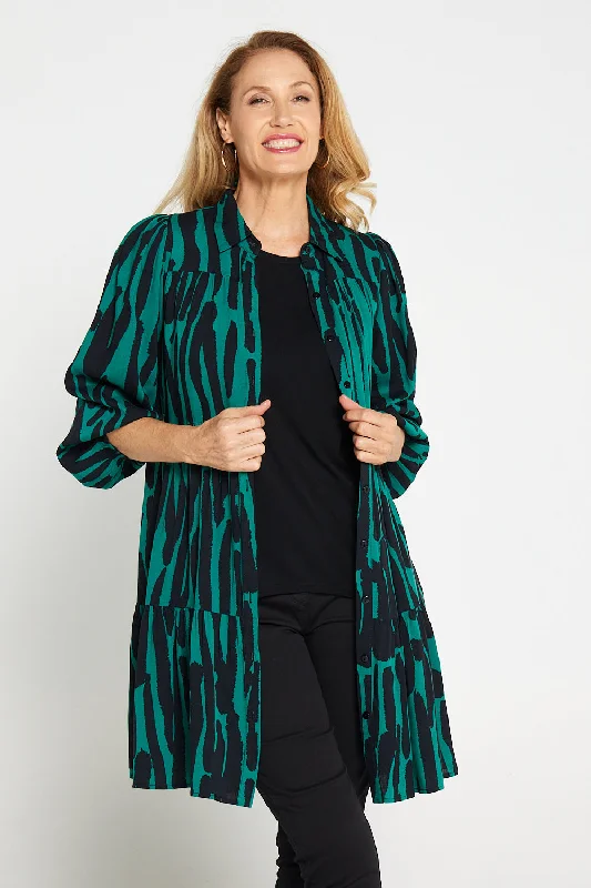 Alena Shirt Dress - Black Green