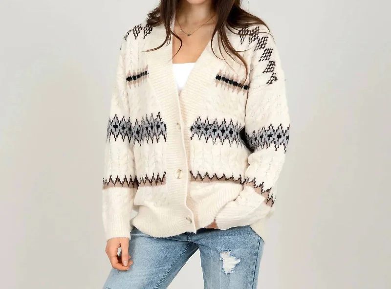 Anne Long Sleeve V-Neck Cardigan In White