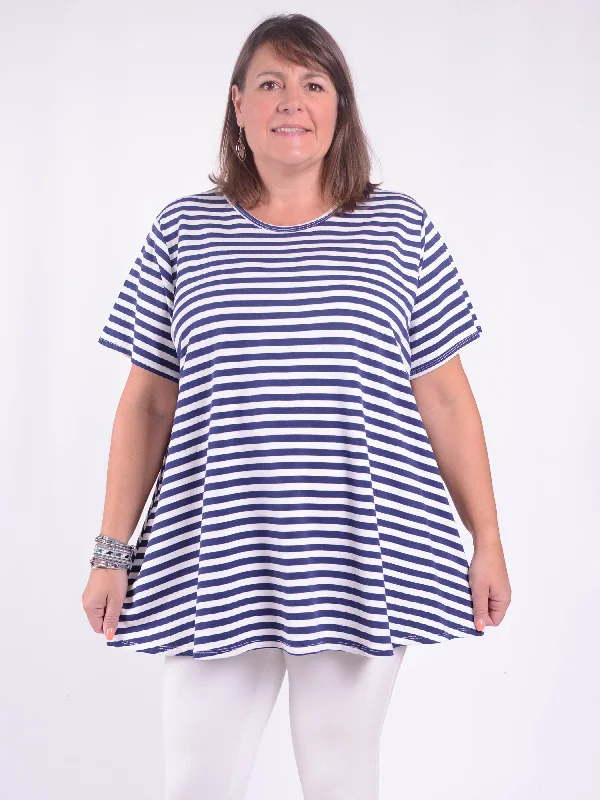 Basic Cotton Swing T Shirt - Round Neck 10516 STRIPE