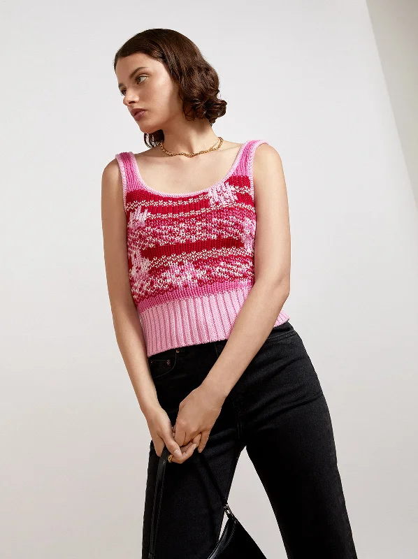 Blair Pink Floral Cotton Knit Cami