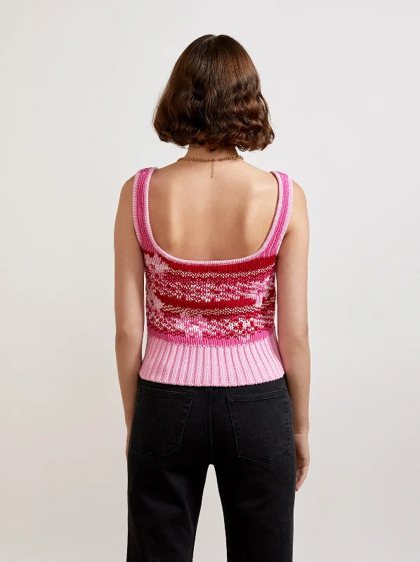 Blair Pink Floral Cotton Knit Cami