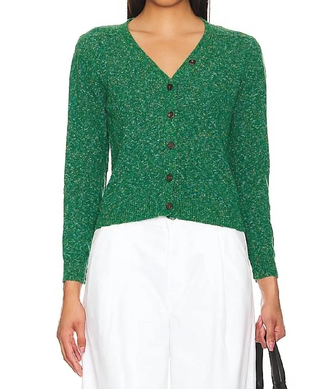 Blake Shrunken Cardigan In Evergreen