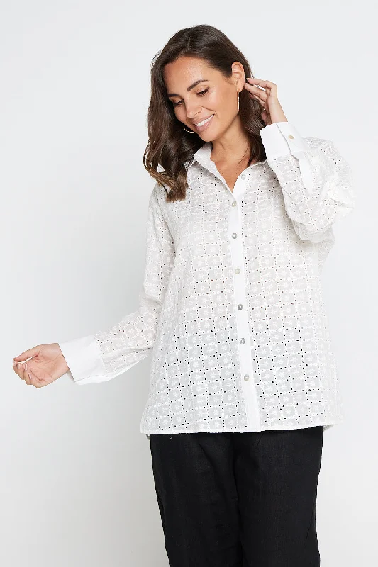 Broderie Anglais Cotton Shirt - Cream