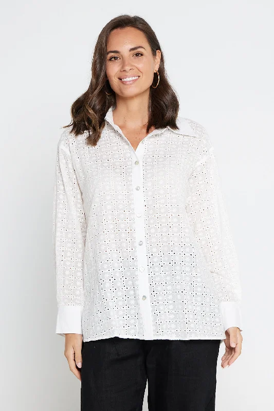 Broderie Anglais Cotton Shirt - Cream