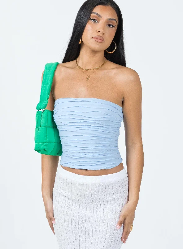 Cecile Strapless Top Blue