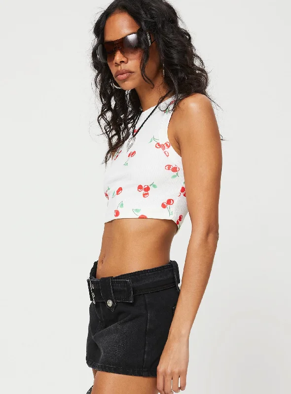 Cherry Kiss Tank Top White