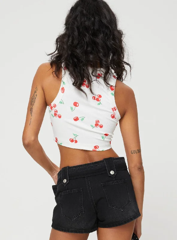 Cherry Kiss Tank Top White