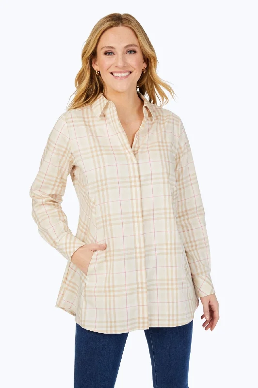 Cici Non-Iron Warm Plaid Tunic