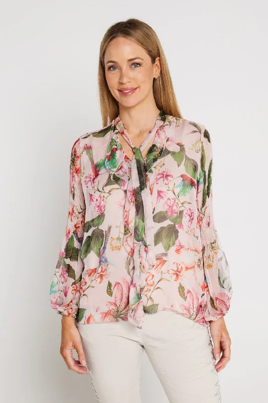 Elizabeth Chiffon Blouse - Peach Floral