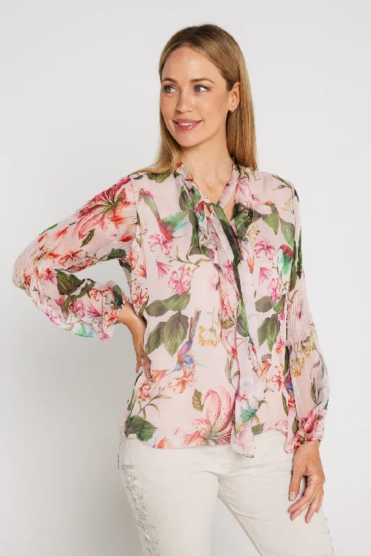 Elizabeth Chiffon Blouse - Peach Floral