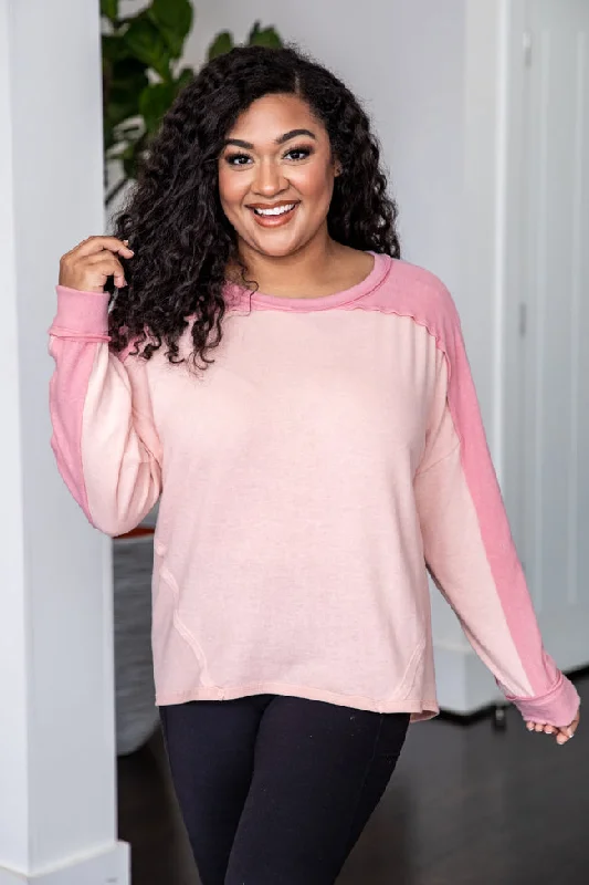 Fall For You Pink Colorblock Top