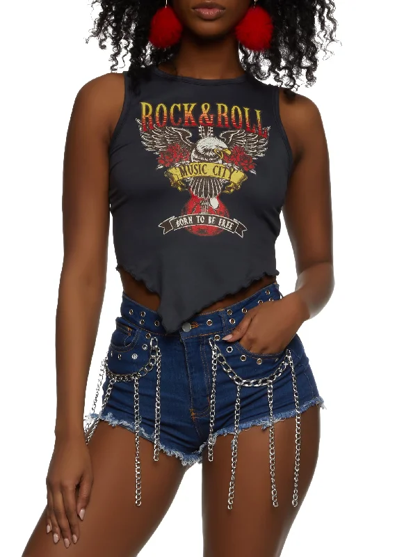 Rock and Roll Lettuce Edge Cropped Tank Top