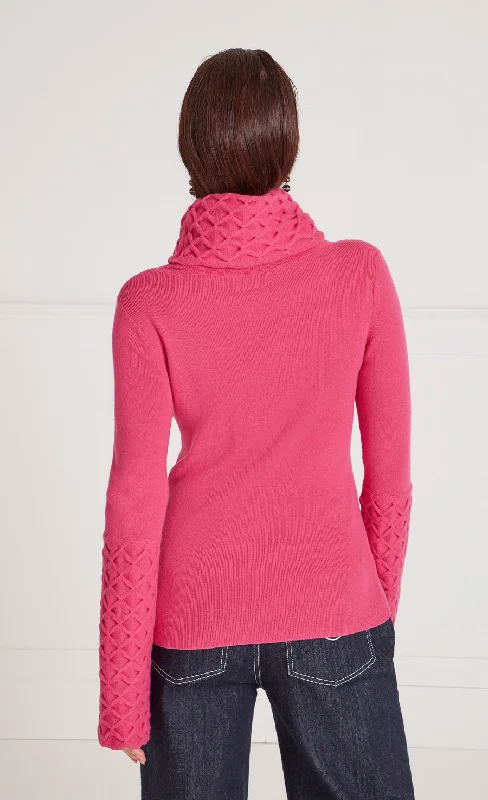 Honeycomb Knit Jumper - Raspberry