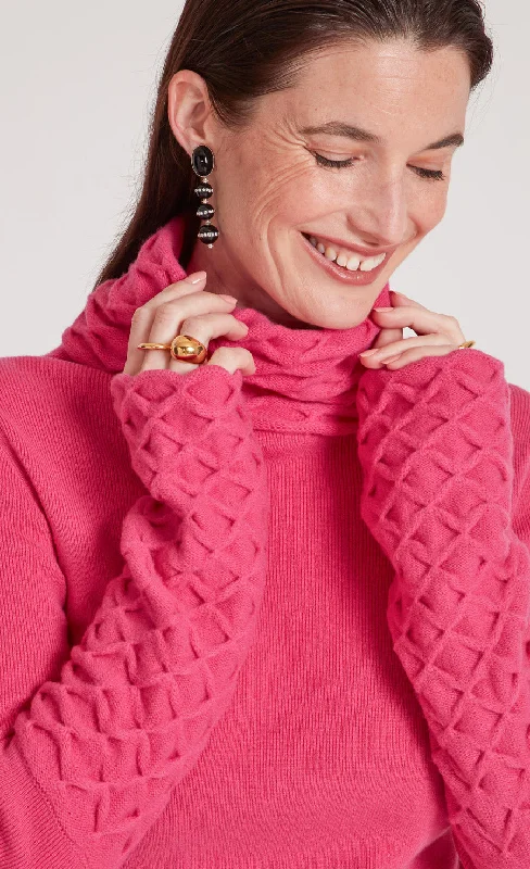 Honeycomb Knit Jumper - Raspberry