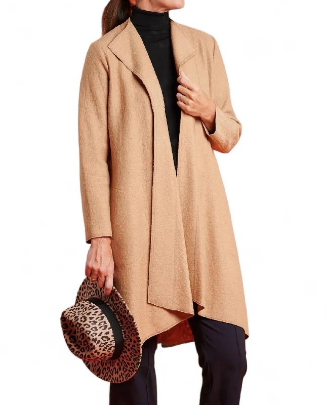 Jolanda Longline Coatigan In Camel