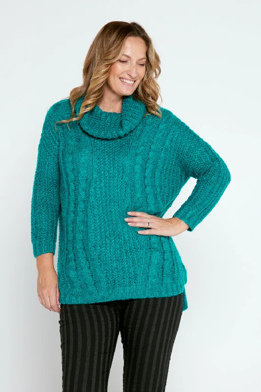 Kim Cable Cowl Knit - Teal