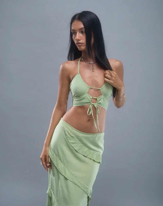 Koen Cut Out Top in Mint Sage