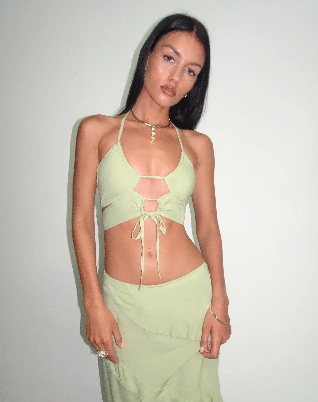 Koen Cut Out Top in Mint Sage