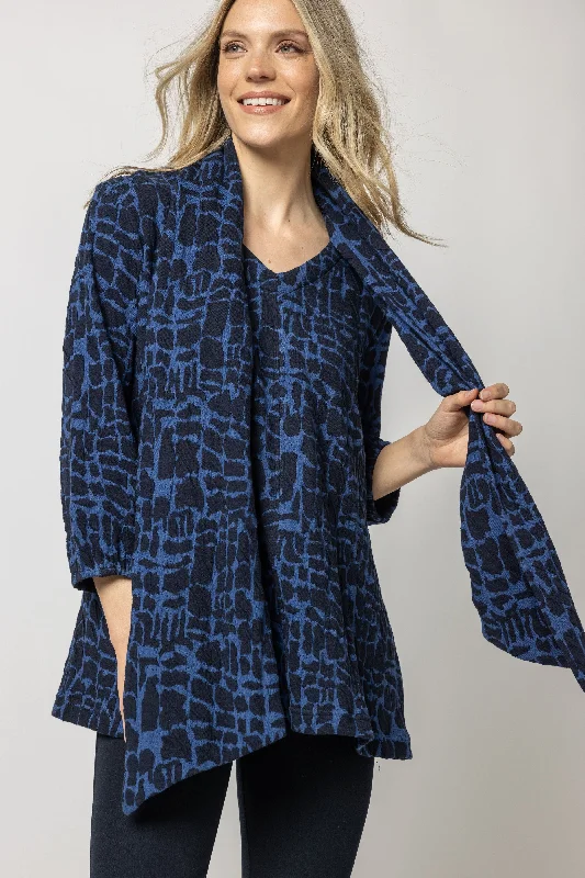 Komil Clothing Metro Weave Cobalt V-Neck Tunic w/Scarf