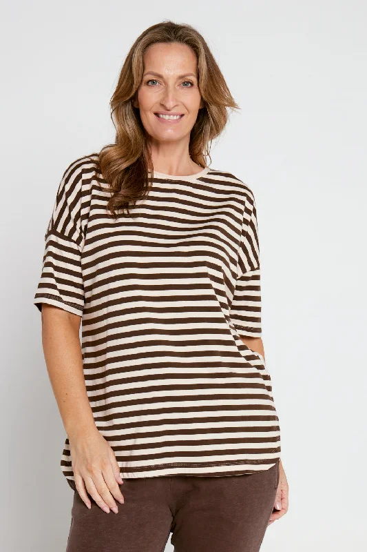 Lauren Short Sleeve Tee - Chocolate Stripe