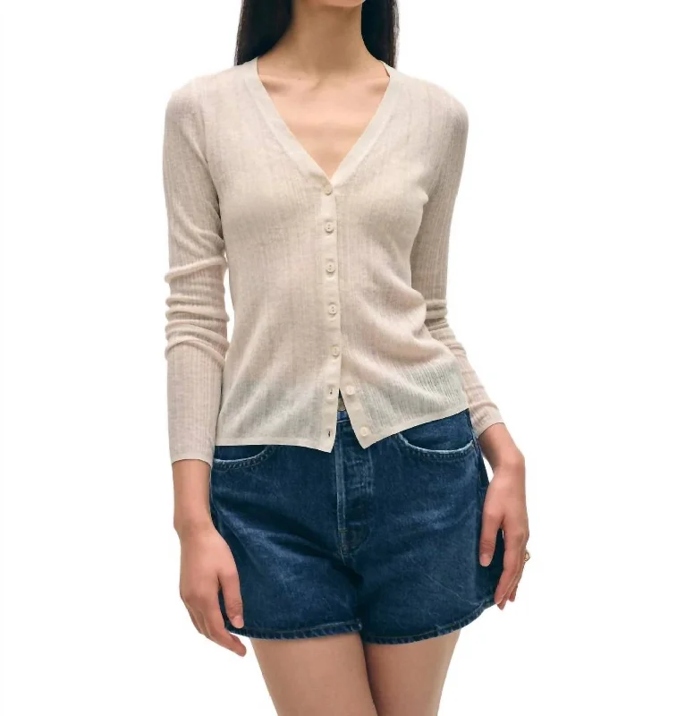 Linen Gauze Variegated Ribbed Cardi Top In Calico