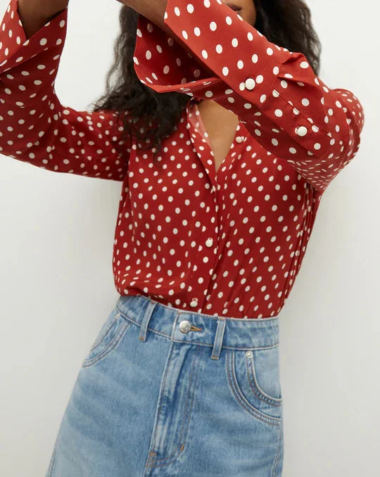 Monique Blouse Brick Red/Ecru