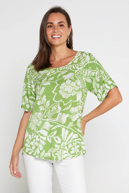 Sarina Top - Green Print