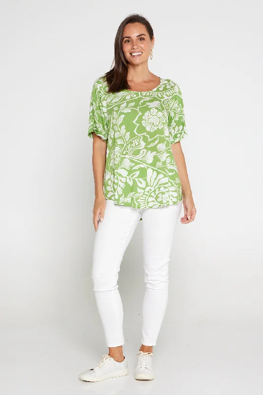 Sarina Top - Green Print