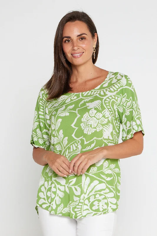 Sarina Top - Green Print