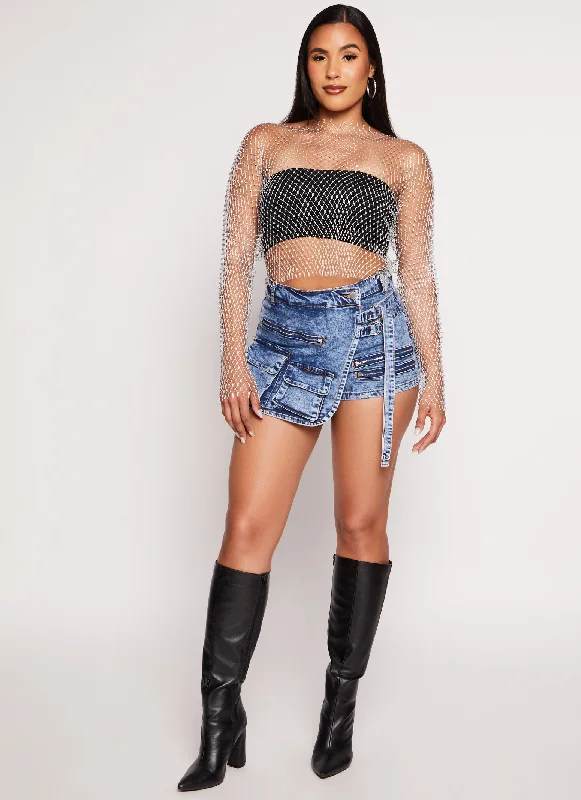 Rhinestone Fishnet Crop Top