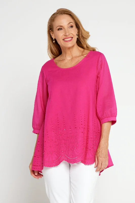 Sophia Cotton Top - Hot Pink