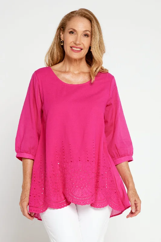 Sophia Cotton Top - Hot Pink