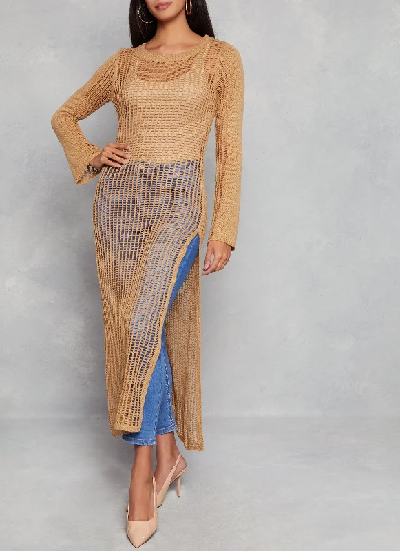 Crochet Side Slit Maxi Top