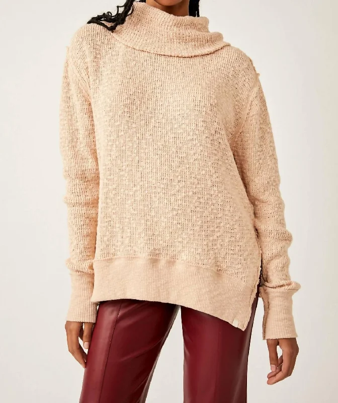 Tommy Turtleneck Top In Beige